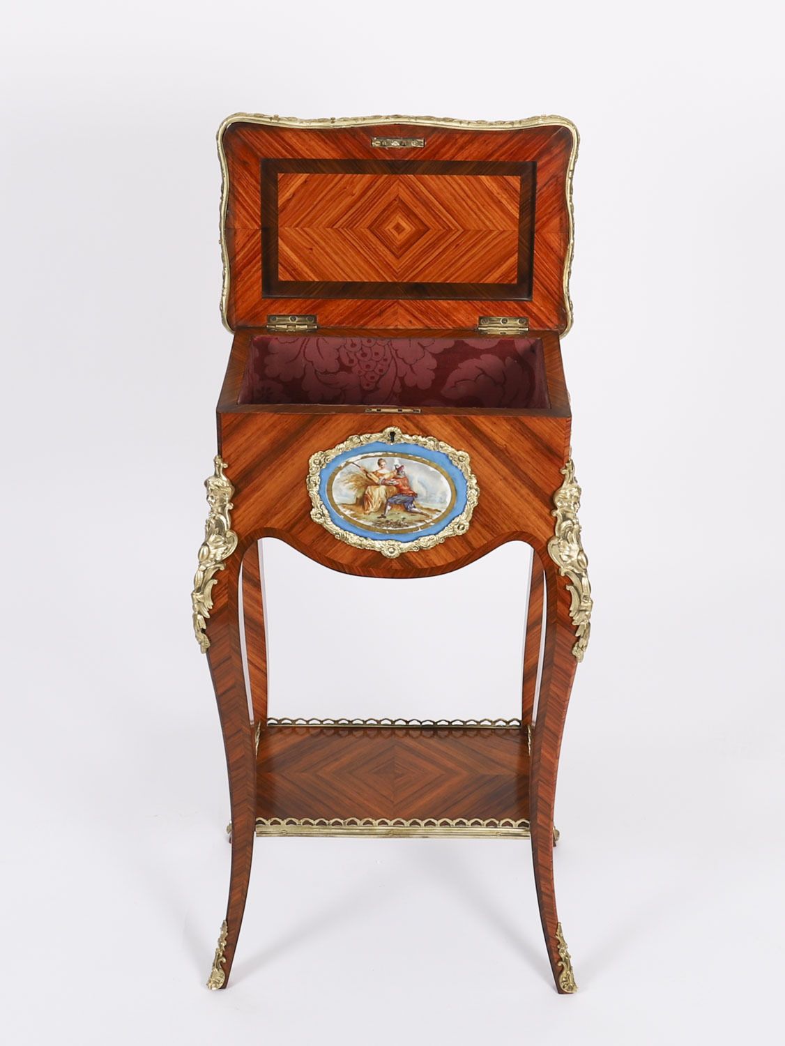 Antique French Porcelain Mounted Side Occasional Work Table  19th Century photo for sale