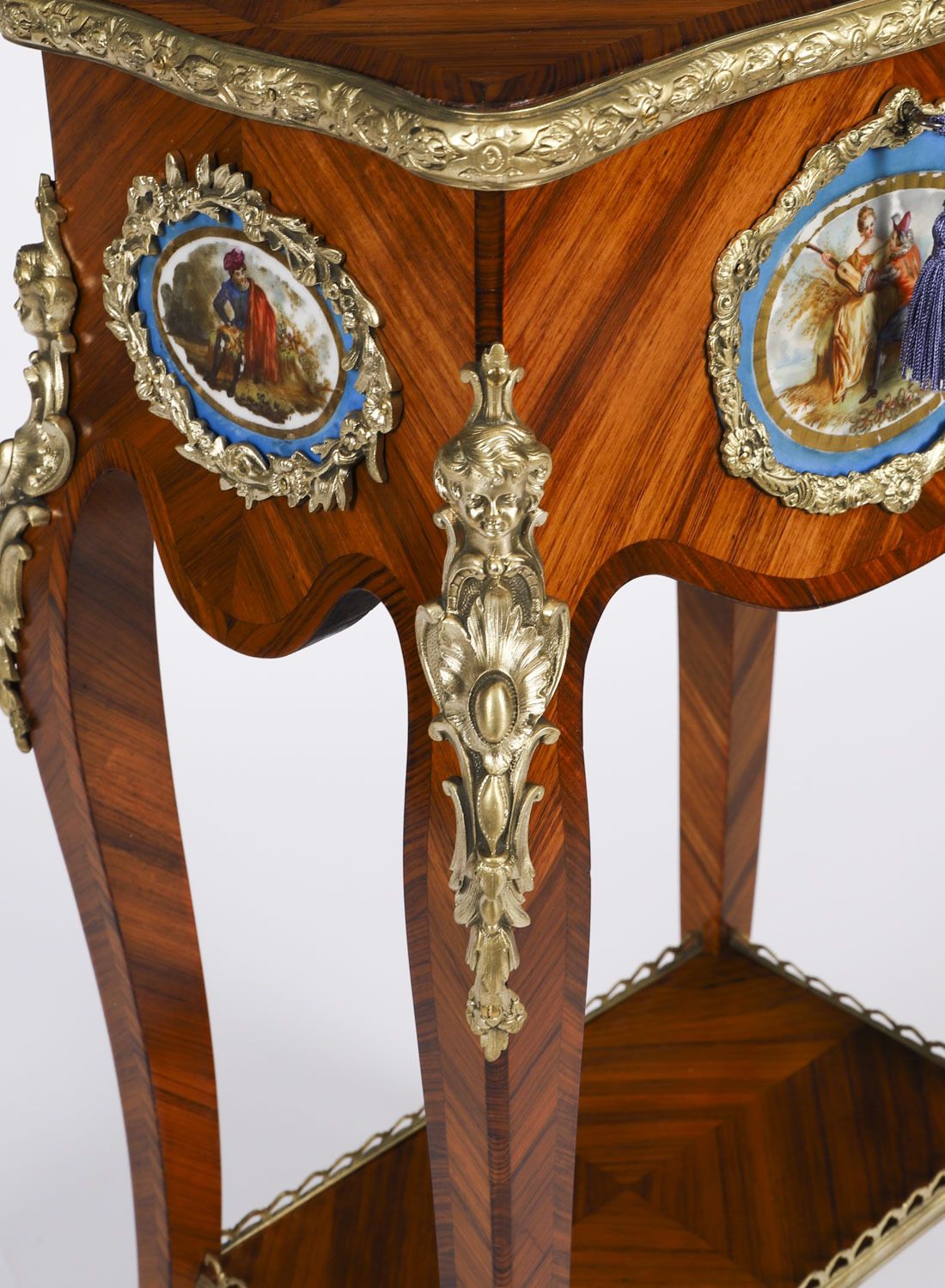 photo furniture Antique French Porcelain Mounted Side Occasional Work Table  19th Century
