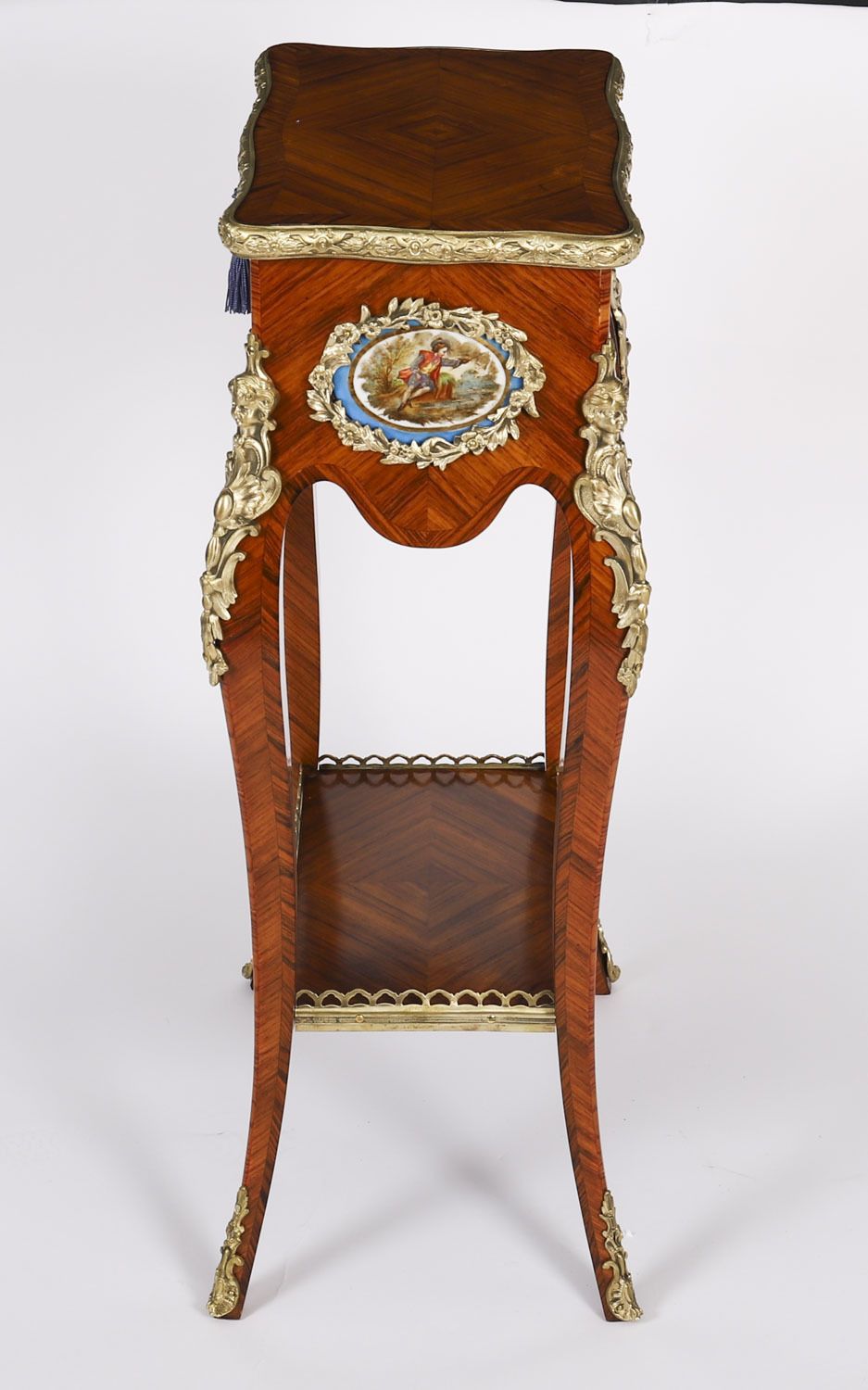photo for sale Antique French Porcelain Mounted Side Occasional Work Table  19th Century