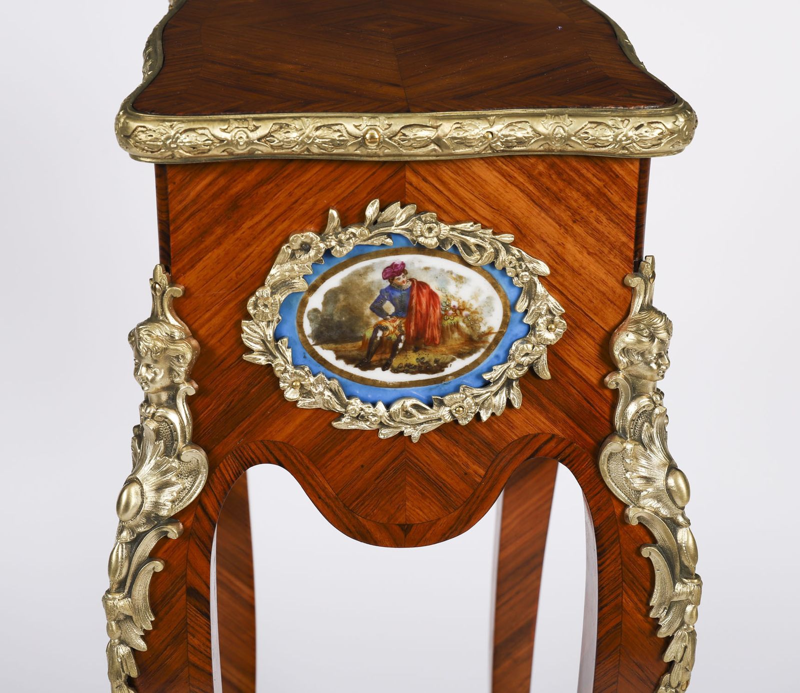 photo vinterior Antique French Porcelain Mounted Side Occasional Work Table  19th Century