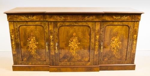 photo vintage Antique Burr Walnut Marquetry Sideboard  Early 20th Century
