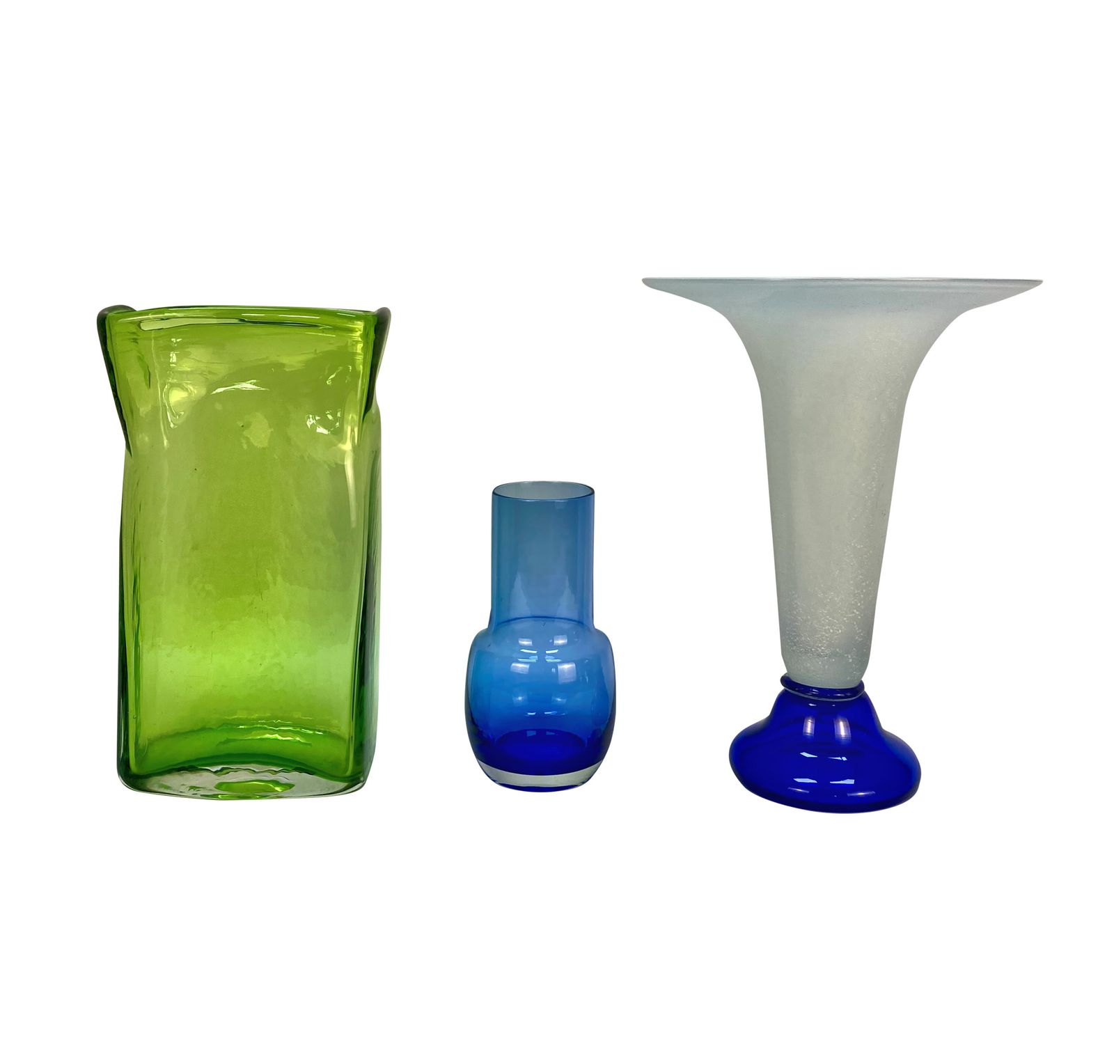 A Set Of Three Swedish Mid Century Glass Vases