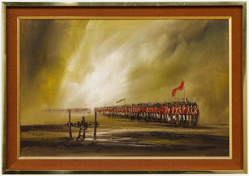 John Bampfield (B.1947) Framed 20th Century Oil, Infantry Advance