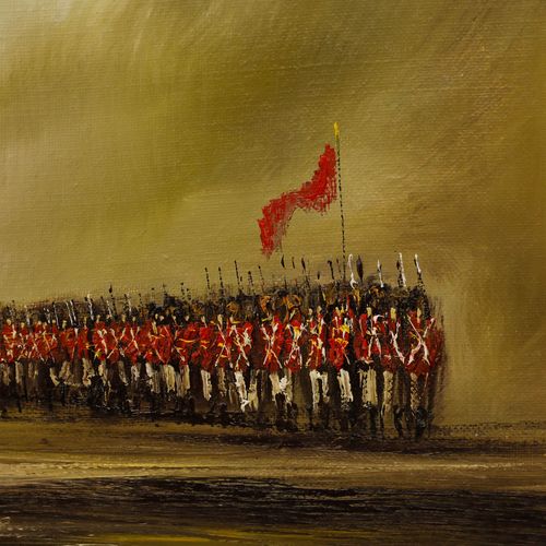 John Bampfield (B.1947) Framed 20th Century Oil, Infantry Advance photo Art