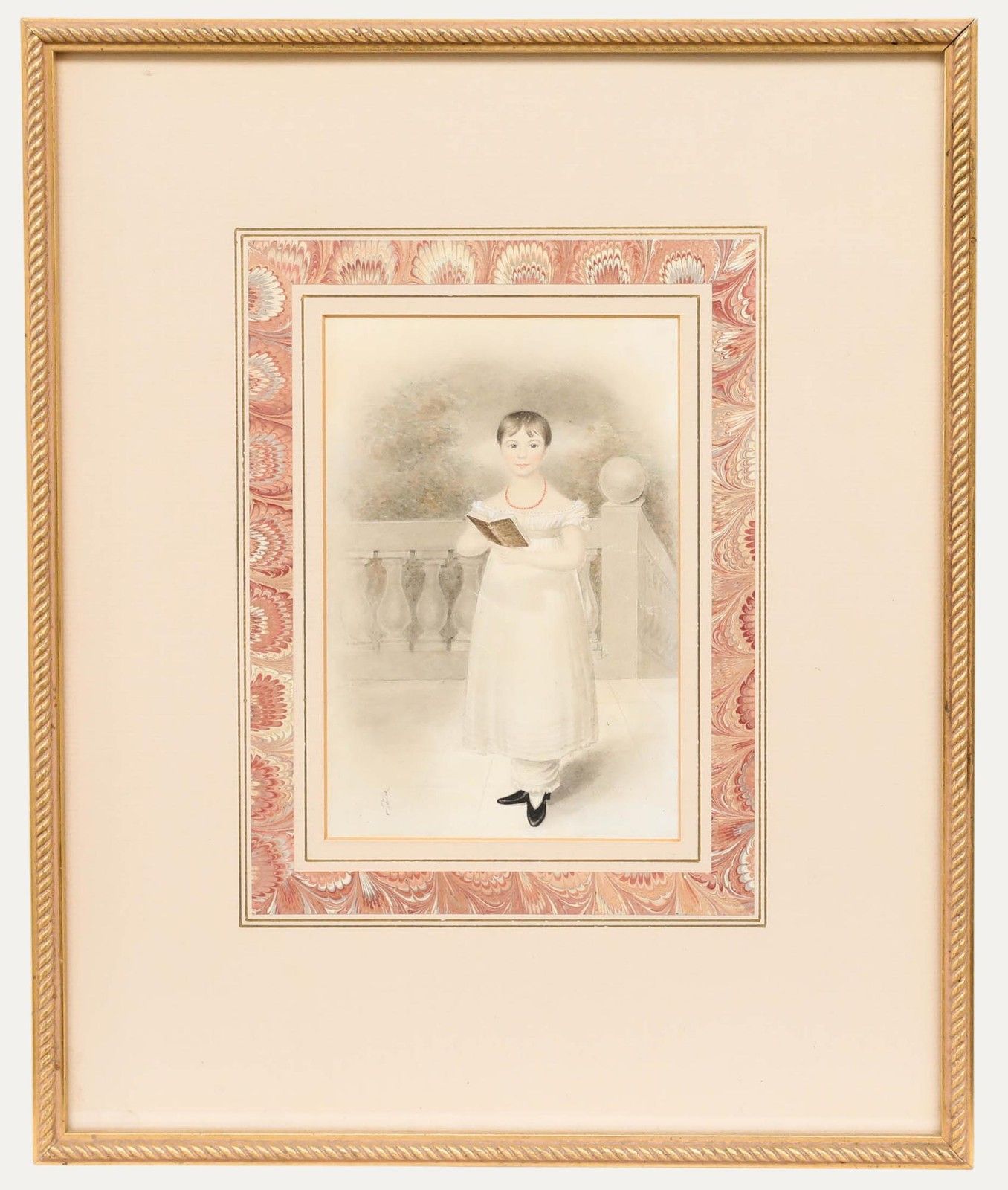 English School 19th Century Watercolour Girl With Book