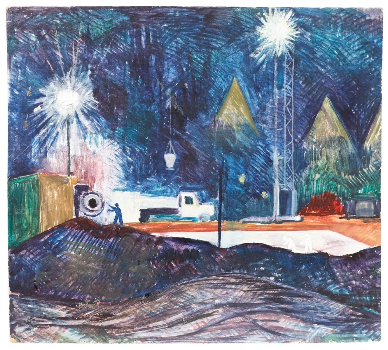 Grace Larner (1926 2022) 20th Century Oil, The Quarry At Night photo furniture