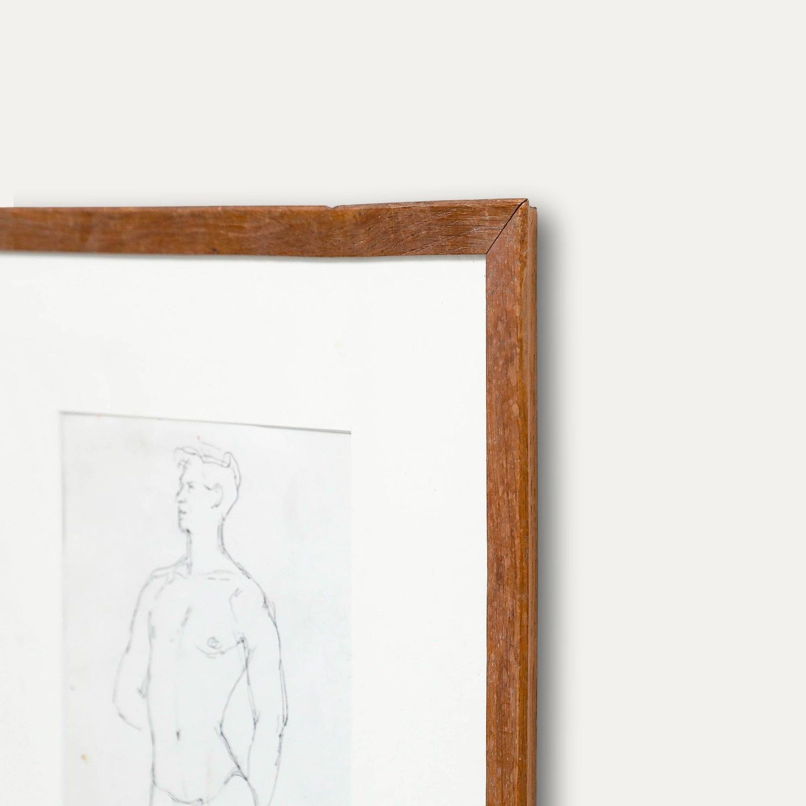 Framed 20th Century Pen And Ink Drawing Standing Male Study photo 203.0