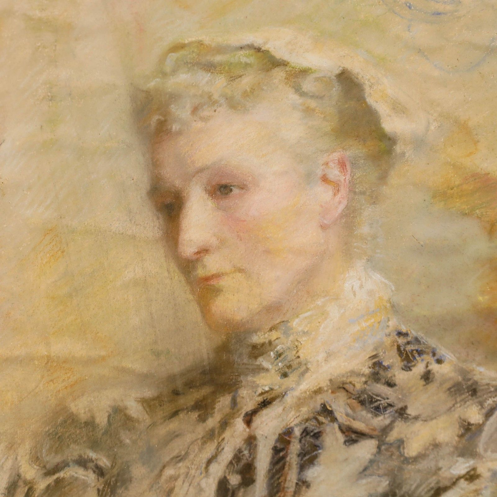 Late 19th Century Watercolour Lady In A Lace Shawl photo Art