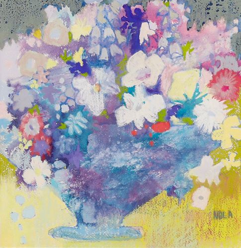 Nola Armstrong 20th Century Pastel, Summer Flowers In Blue photo furniture