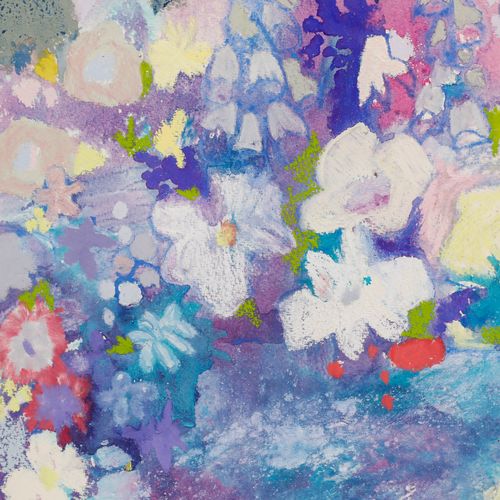 Nola Armstrong 20th Century Pastel, Summer Flowers In Blue photo Art