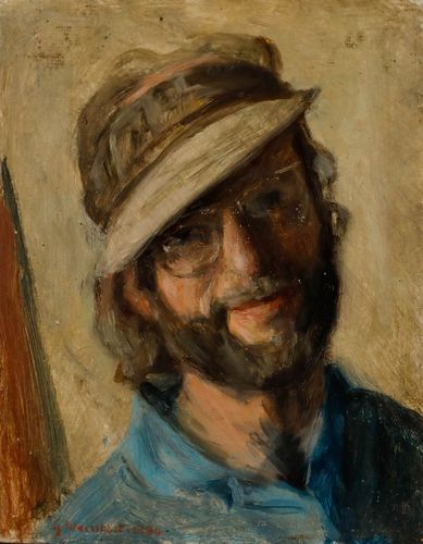 George Weissbort (1928 2013) 20th Century Oil, Self Portrait In Beige Cap photo furniture