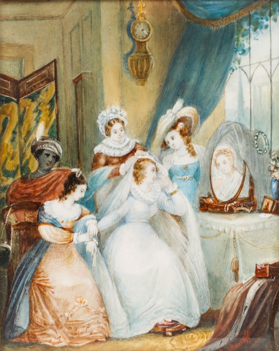Francis P. Stephanoff (1790 1860) Miniature Watercolour, The Bridal Morning photo furniture