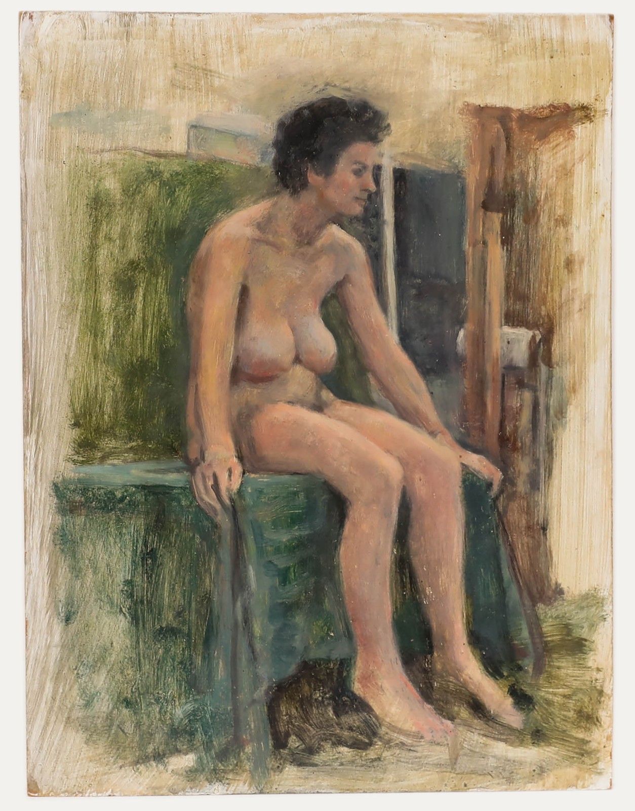 George Weissbort (1928 2013) 20th Century Oil, Table Top Nude photo furniture