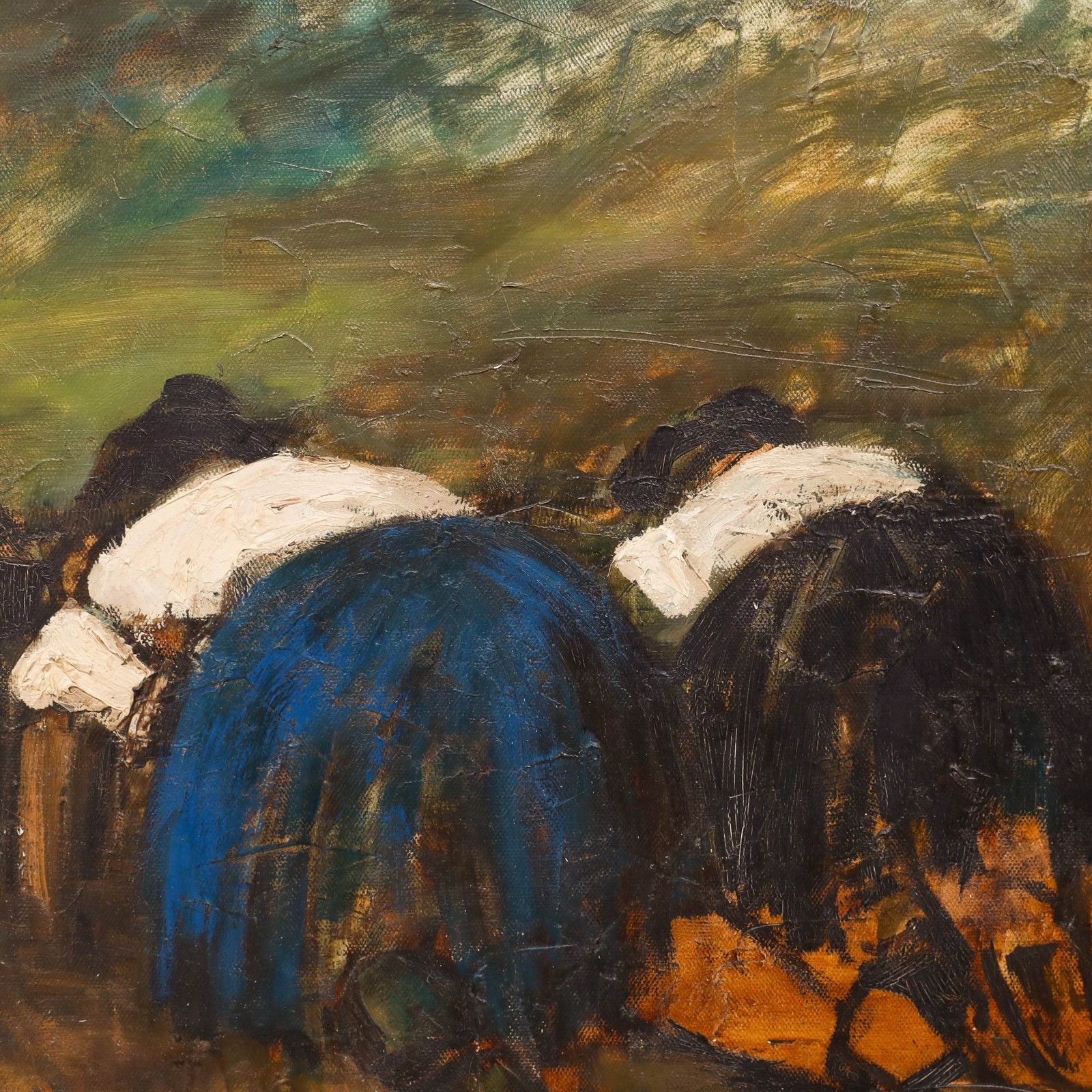 Paul De Leenheer Framed 1972 Oil, The Potato Turners photo for sale