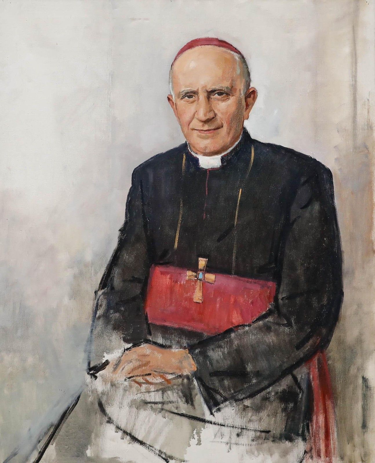 Luc De Decker (1907 1982) Mid 20th Century Oil, Portrait Of A Priest photo furniture
