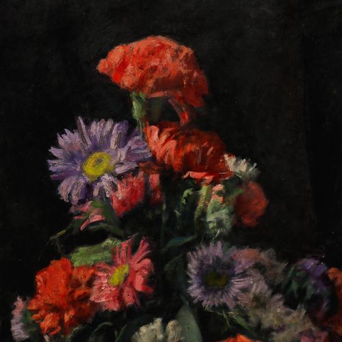 George Weissbort (1928 2013) 20th Century Oil, Chrysanthemum & Carnations photo Art