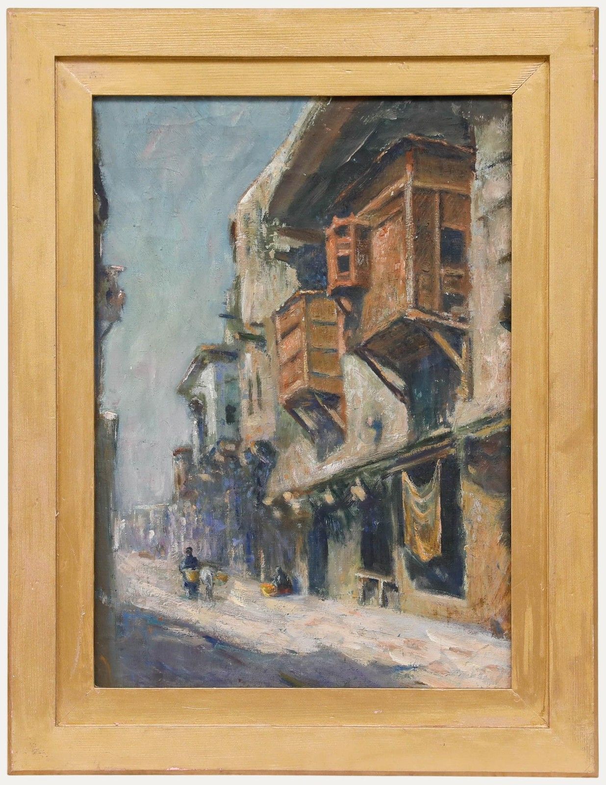 North African School  Late 19th Century Oil Narrow City Street