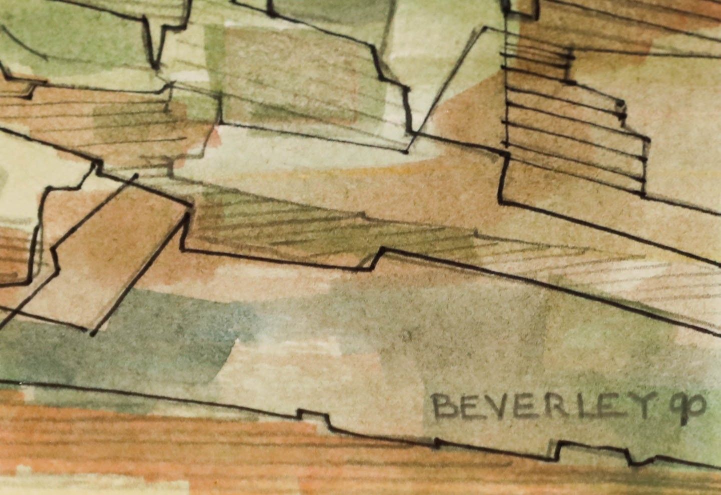 Beverley Peter Meyers (1949 2016) 1990 Watercolour, Sunset Over The Town photo 121.0