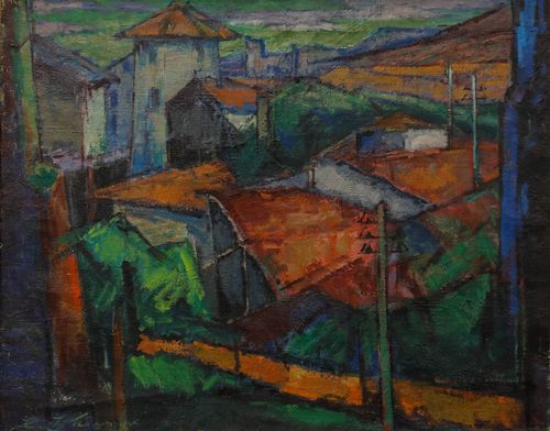 Henk Willemse (1915 1980) 1950 Oil, L'arbresle, France photo furniture