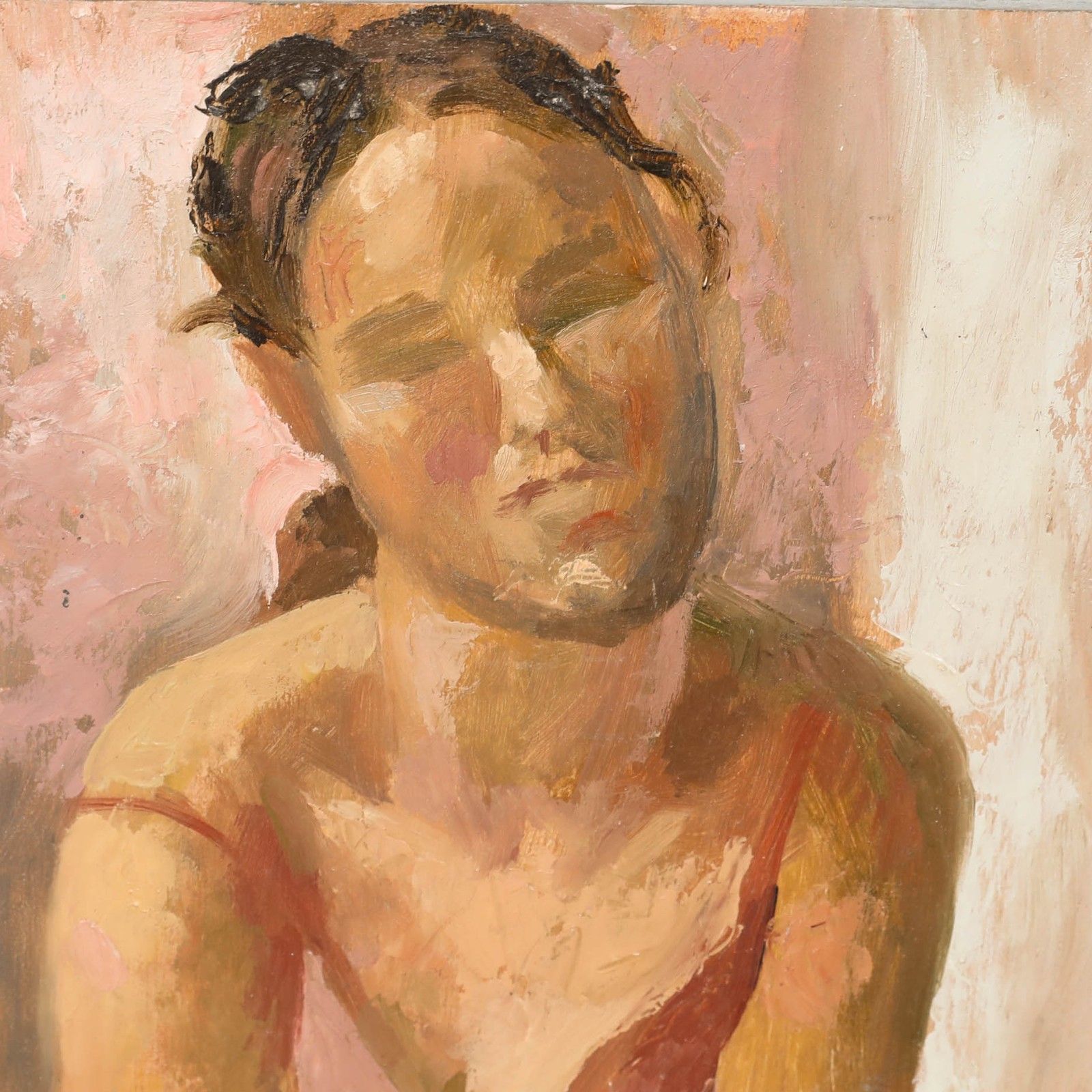 Bernadette Kelly (B.1933) 20th Century Oil, Portrait Of A Girl photo for sale