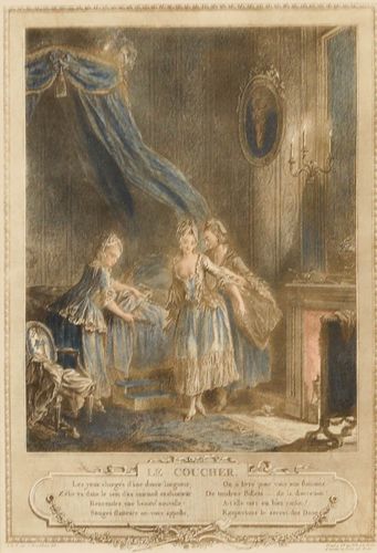 After Sigmund Freudenberger 19th Century Engraving, Le Coucher photo furniture