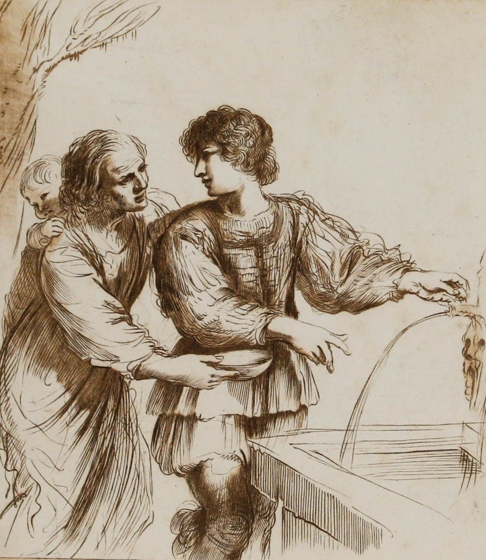 William Wynne Ryland After Guercino 18th Century Etching, At The Well photo furniture