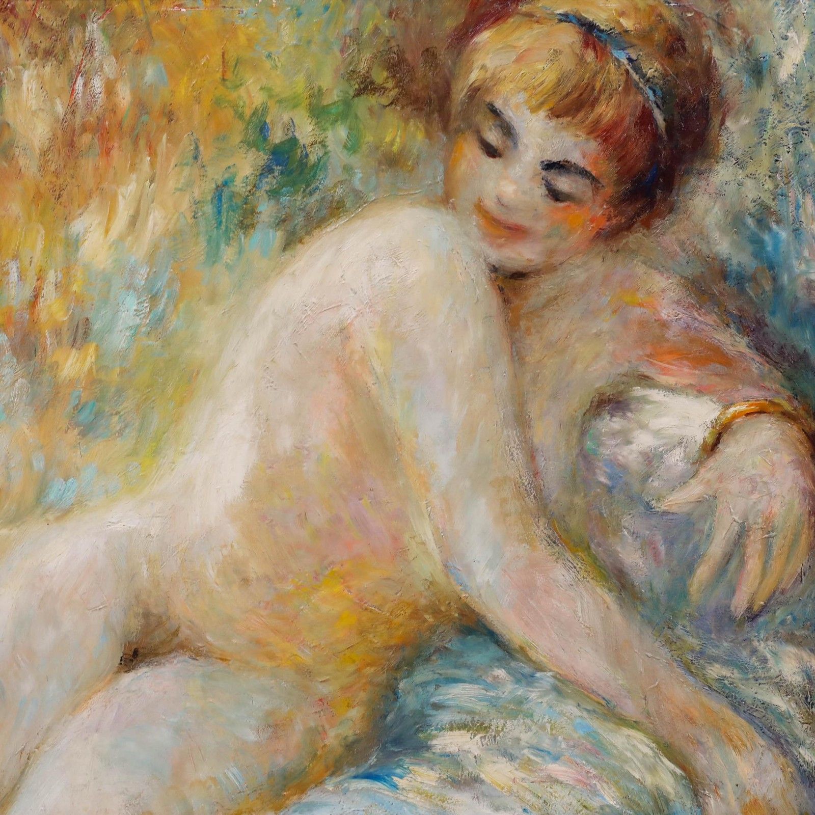 Luc Ancia  Mid 20th Century Oil, Nu Assis photo Art