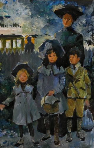 20th Century Acrylic Children And Their Nanny photo furniture