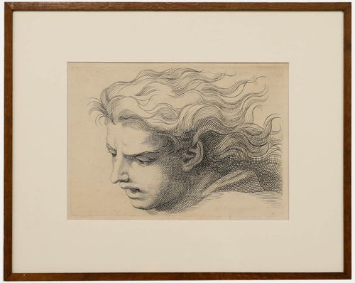 After Jan Schenk (1710 1767) Framed 19th Century Etching, Study Of Male Head