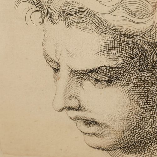 After Jan Schenk (1710 1767) Framed 19th Century Etching, Study Of Male Head photo Art
