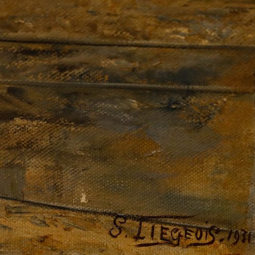 S. Liegeois  1931 Oil, Belgian Village photo vinterior