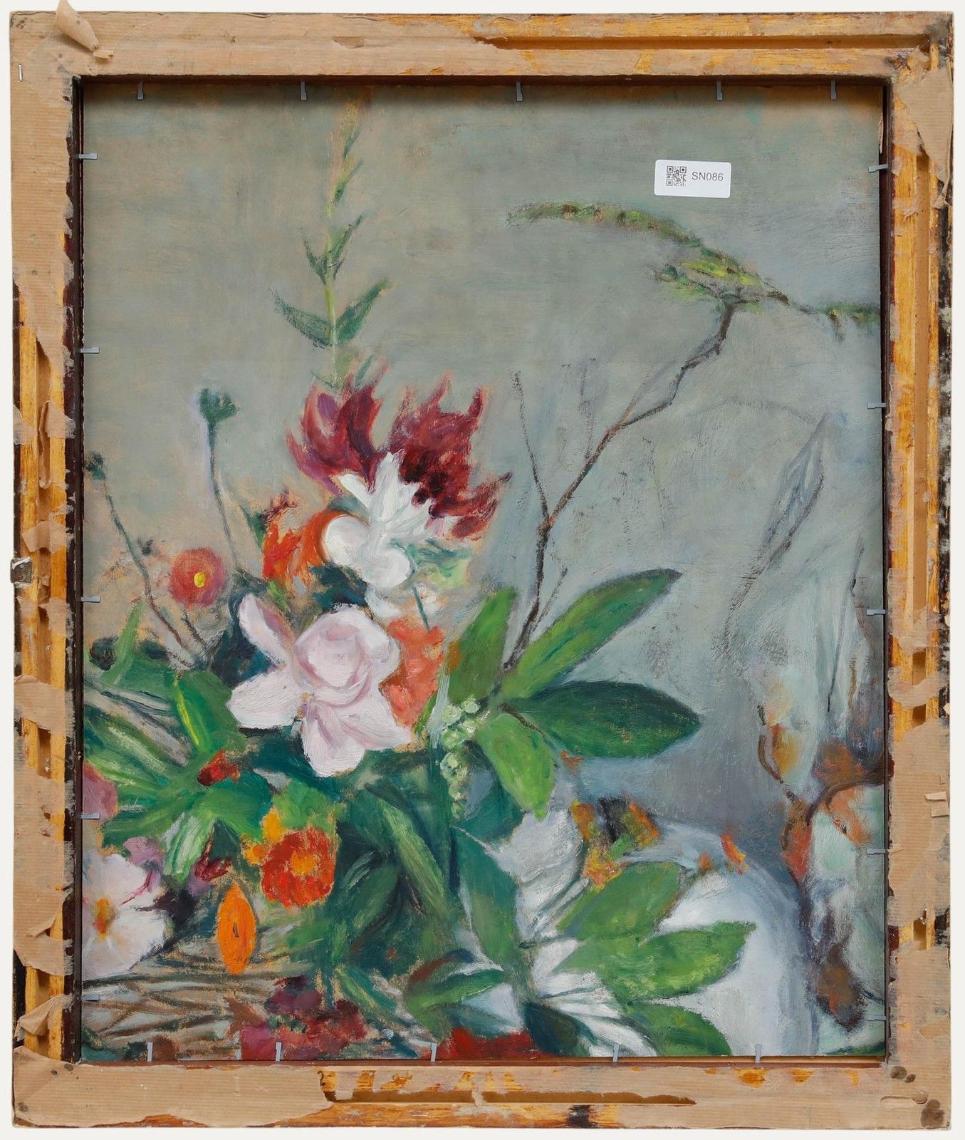 Cecile Hertz Eyrolles (1875 1974) Framed Oil, Stone Buddha photo for sale