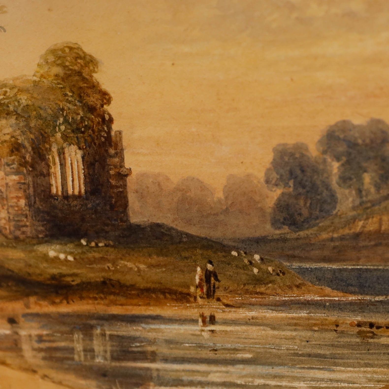 Circle Of John Varley Framed Early 19th Century Watercolour, Church Ruins photo Art