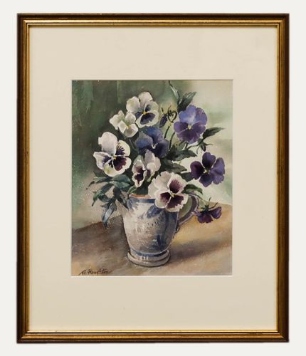 Albert Houghton Frsa (1906 1997) Mid 20th Century Watercolour, Pansies