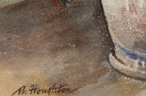 Albert Houghton Frsa (1906 1997) Mid 20th Century Watercolour, Pansies photo vinterior