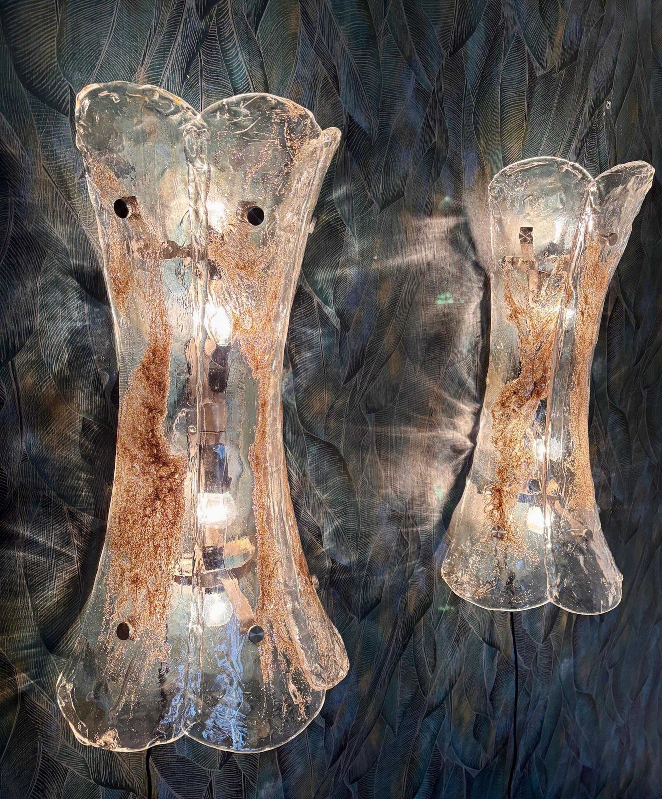 A Pair Of Xxl Murano Wall Lamps By Carlo Nason For Mazzega photo Lighting