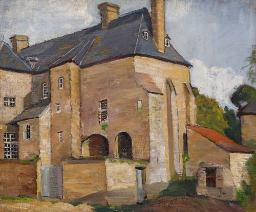Cecile Hertz Eyrolles (1875 1974) Mid 20th Century Oil, Beynac, France photo furniture