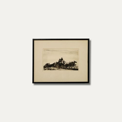 Gifford Beal (1879 1956) Framed C.1930 Etching, The Net Wagon photo vintage