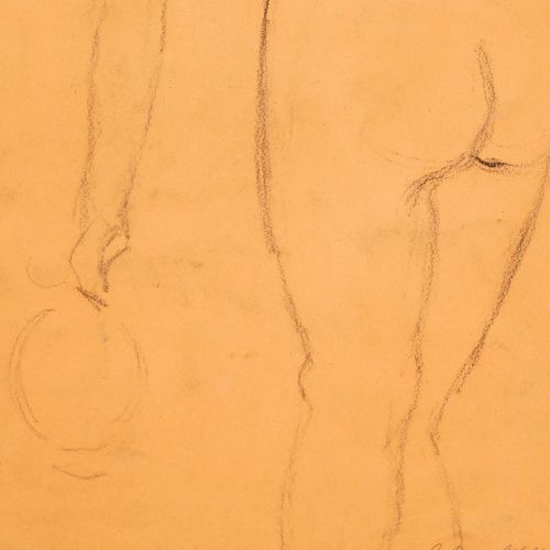 Anton Gold (1914 1970) Mid 20th Century Charcoal Drawing, Stretching Nude photo Art
