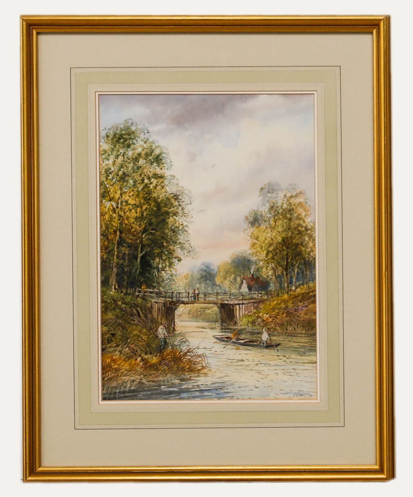 Lennard Lewis Ra (1826 1913) Watercolour, River Scene With Figures Boating