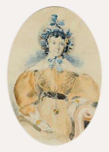Framed Early 19th Century Watercolour Portrait Of Mrs Duvall photo furniture