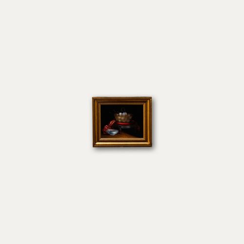 Herdin Radke (B.1943) Framed 20th Century Oil, Still Life With Egg Basket photo buy