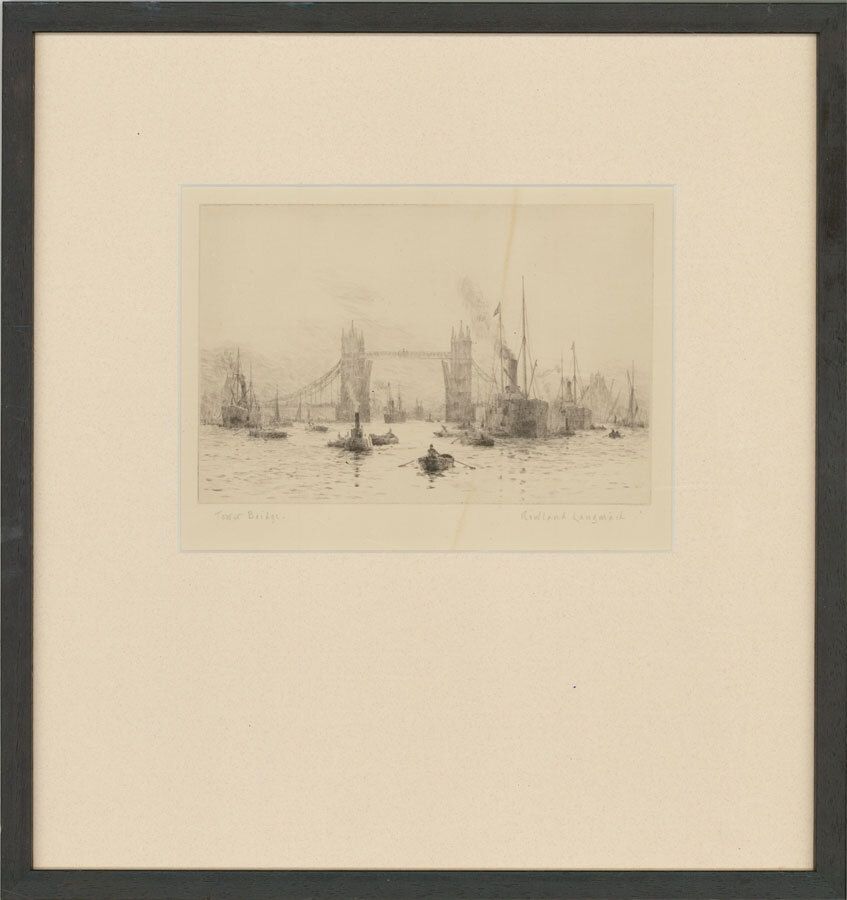 Rowland Langmaid Ra (1897 1956) Signed & Framed Original Etching, Tower Bridge