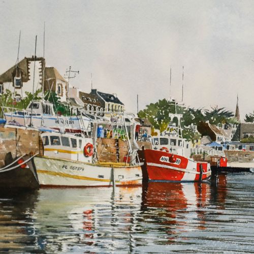 Jane Delaney Framed Contemporary Watercolour, Locquirec, Brittany photo Art