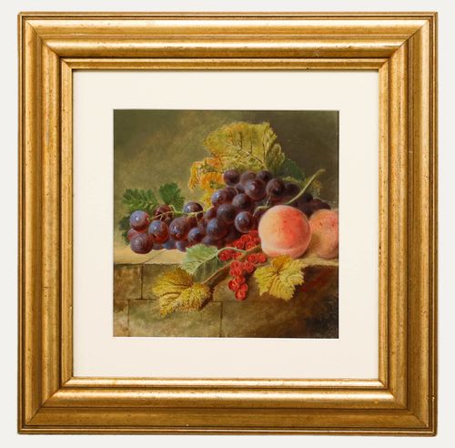 E. Stanfield Framed Late 19th Century Oil, Still Life Of Fruit On A Ledge