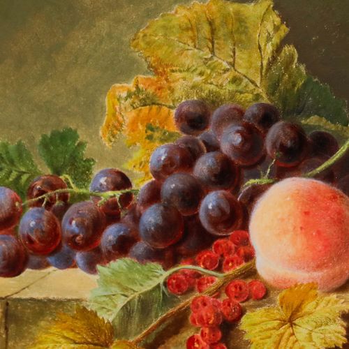 E. Stanfield Framed Late 19th Century Oil, Still Life Of Fruit On A Ledge photo Art