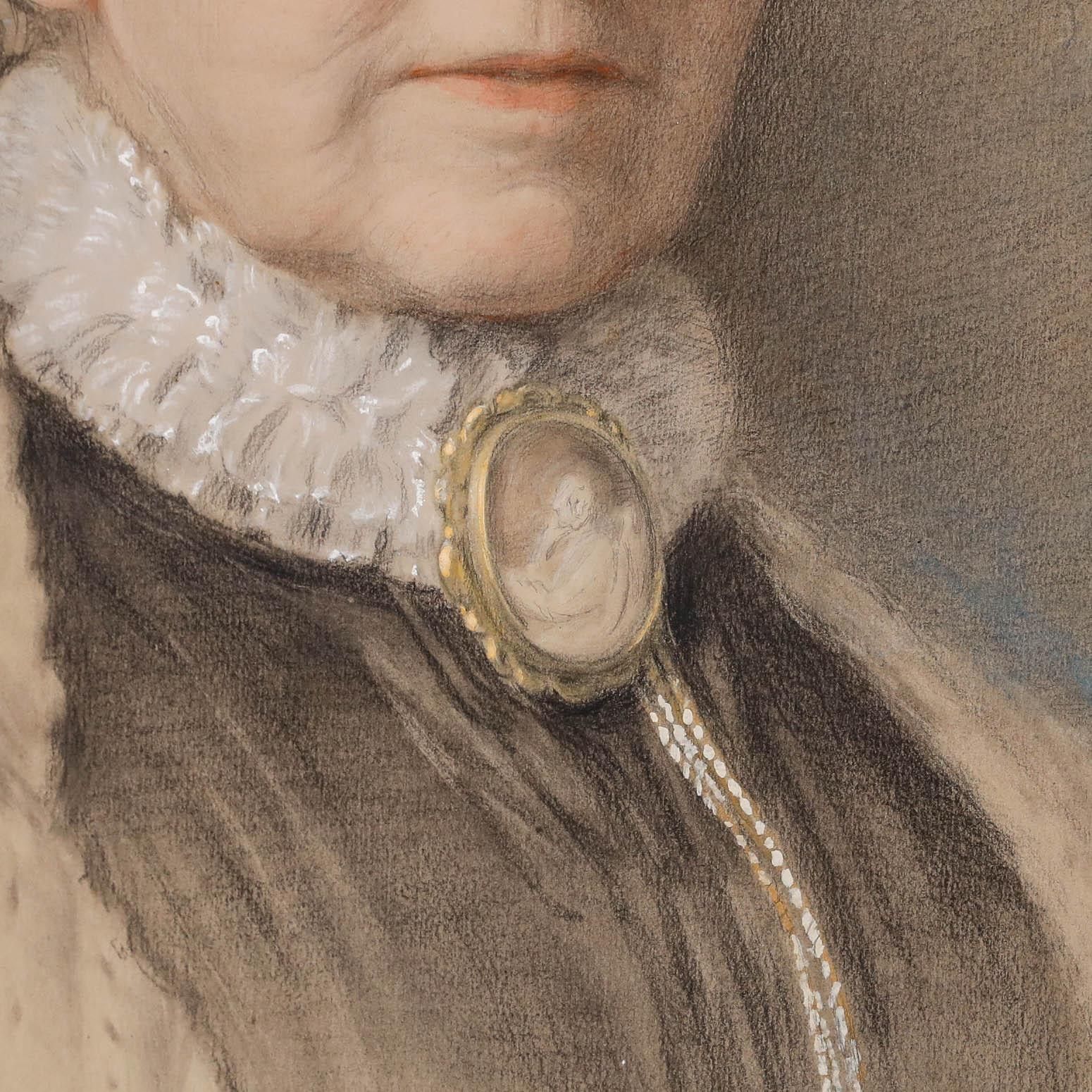 Richard Hollingdale (1850 1899) Framed Pastel, Victorian Lady With Lace Cap photo Art