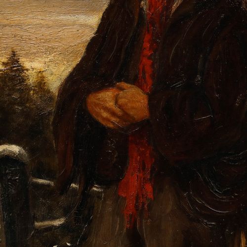 Frank Sternberg Barbizon School 1880 Oil, The Young Tatterdemalion photo Art