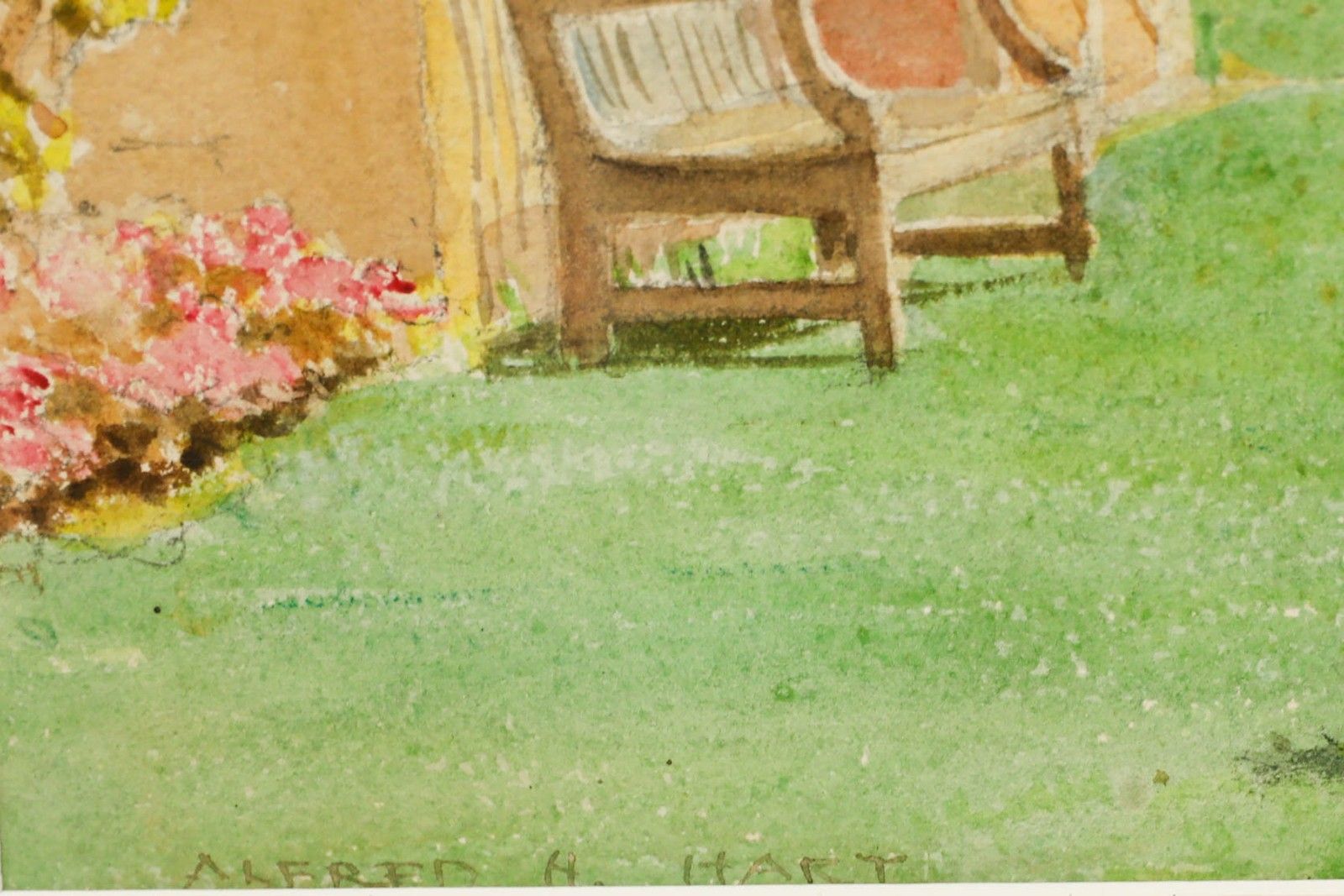 Alfred Henry Hart (1866 1953) Early 20th Century Watercolour, Summer Garden photo vinterior