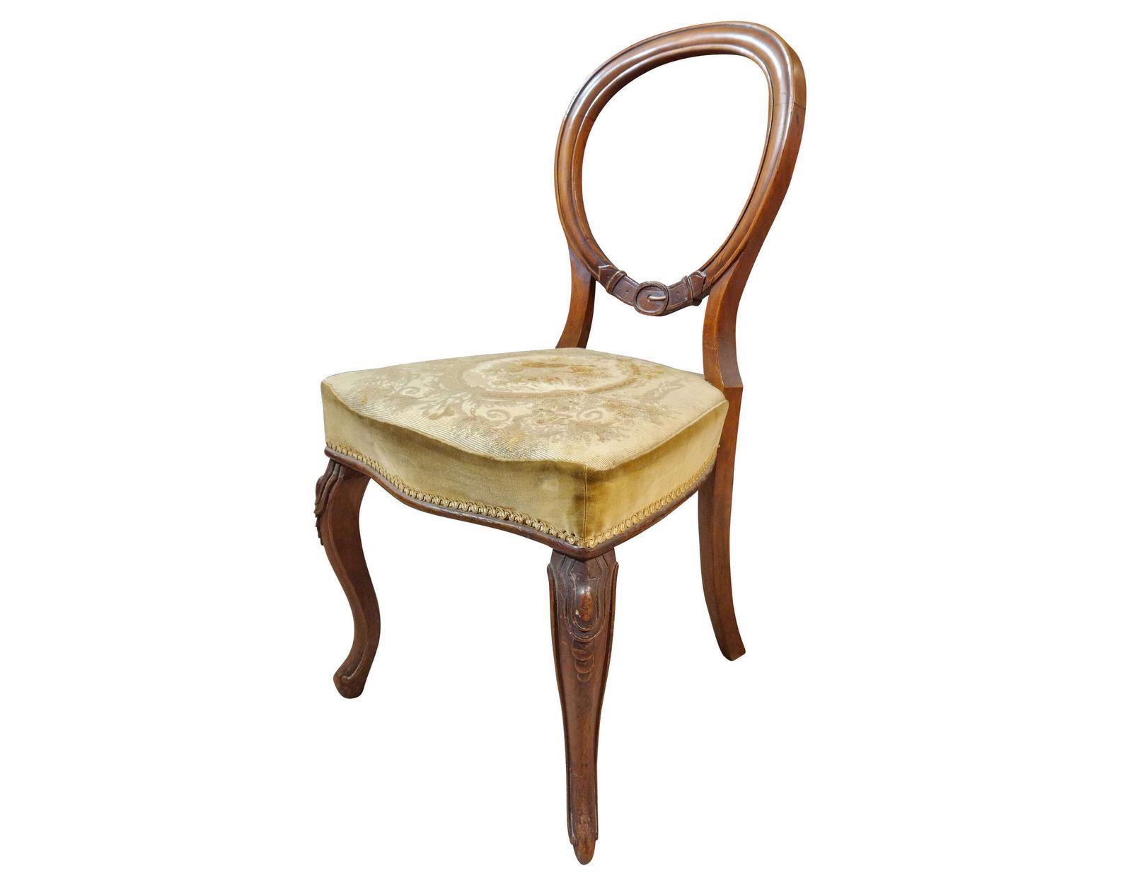 Set Of Four Victorian Walnut Balloon Back Chairs photo vintage